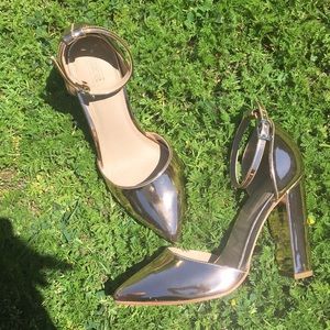 Rose gold metallic heels